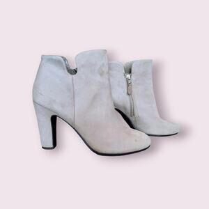 Sam Edelman Womens Size 8.5 Grey Suede‎ Shelby Ankle Boots Block Heel Zip